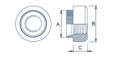 Round Serrated Spigot Rivet Bush Diagram